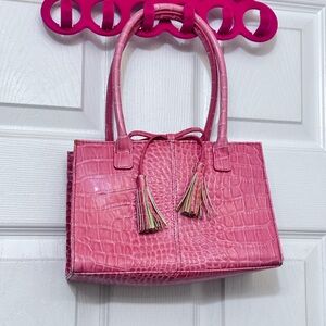 Liz Claiborne Pink Crocodile-Embossed Shoulder Bag